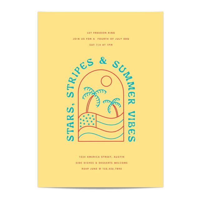 Invitación Estrellas, rayas y ambiente de verano Fiesta de ba (Subido por el creador)