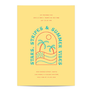 Invitación Estrellas, Rayas y Vibraciones de Verano Fiesta de