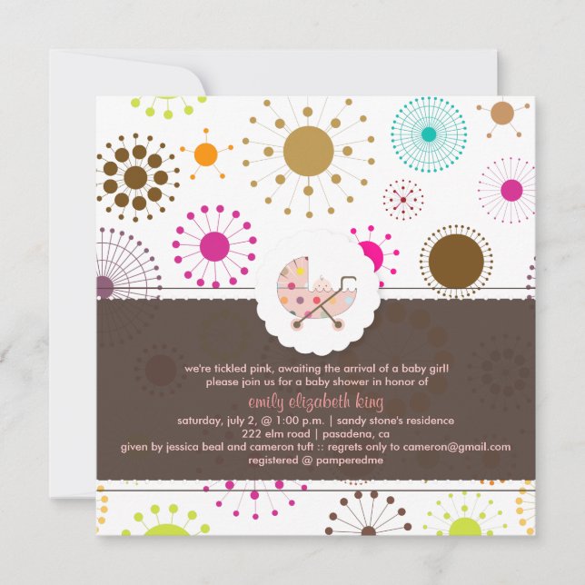 Invitación Estrellas retro de PixDezines, ducha de bebé (Anverso)