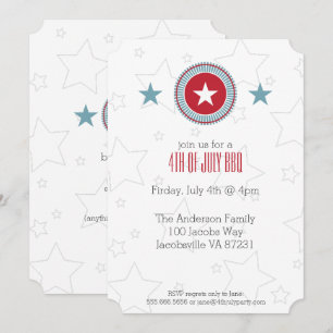 Invitación Estrellas rojas blancas y azules patrióticas 4 de