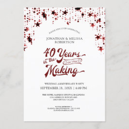 Invitación Estrellas Rojas Rojo del 40 Aniversario 40 AÑOS
