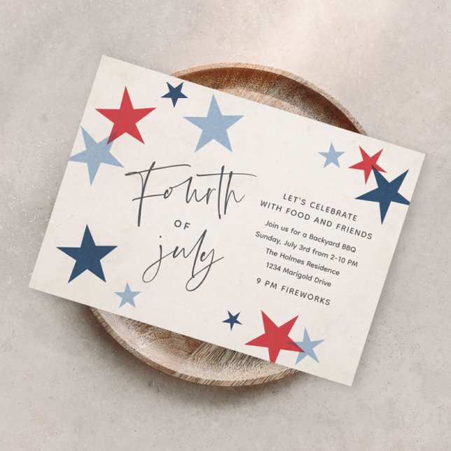 Invitación Estrellas Rojas y Azules Estadounidenses 4 de Juli (Subido por el creador)