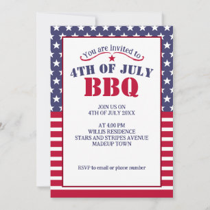 Invitación Estrellas Rojo Blanco Azul Barras bandera EEUU 4 j