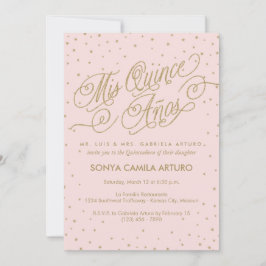 Invitación Estrellas rosadas y de oro Quinceañera 15 cumpleañ