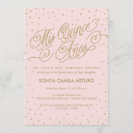 Invitación Estrellas rosadas y de oro Quinceañera 15 cumpleañ
