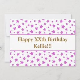 Invitación Estrellas rosas con cumpleaños de mensaje