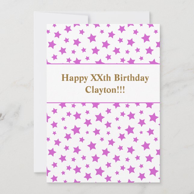 Invitación Estrellas rosas con cumpleaños de mensaje (Anverso)