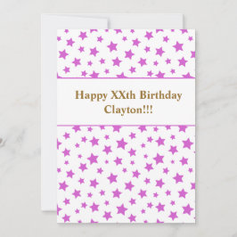 Invitación Estrellas rosas con cumpleaños de mensaje