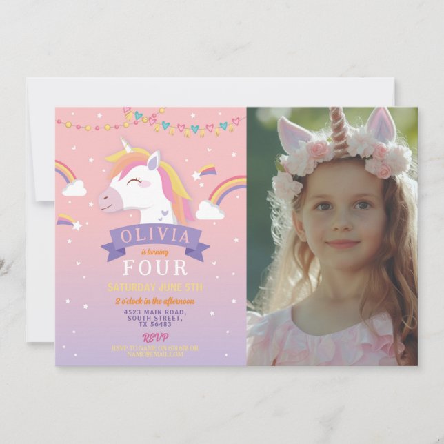 Invitación Estrellas rosas de la fiesta de cumpleaños de la u (Anverso)