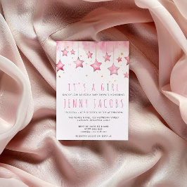Invitación Estrellas rosas es una ducha de bebé Chica