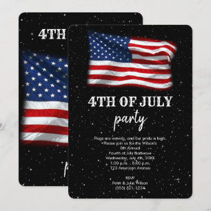 Invitación Estrellas tira bandera patriótica estadounidense 4