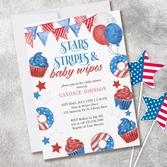 Invitación Estrellas Tiras y .. Baby Shower del 4 de julio (Subido por el creador)