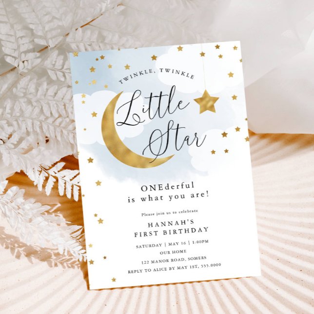 Invitación Estrellas Twinkle de Oro, un maravilloso primer cu (Subido por el creador)