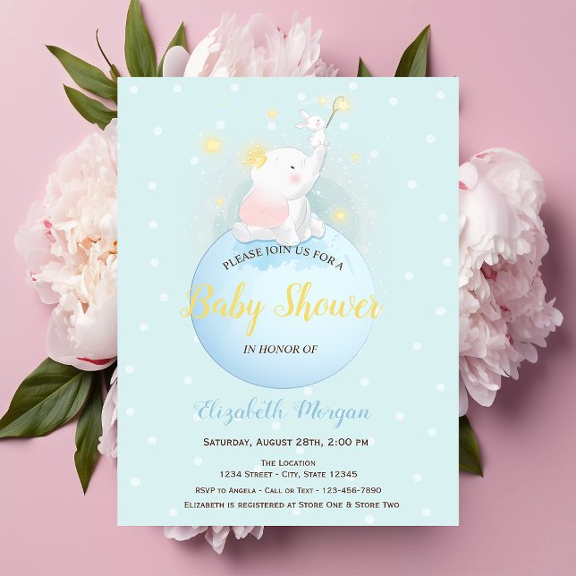 Invitación Estrellas Twinkle Stars Elephant Stars, Baby Showe (Subido por el creador)