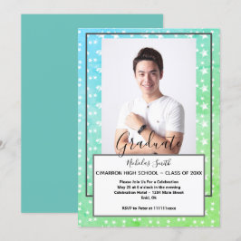 INVITACIÓN ESTRELLAS VERDES DE GRADO MODERNO | PARTE DE GRADU