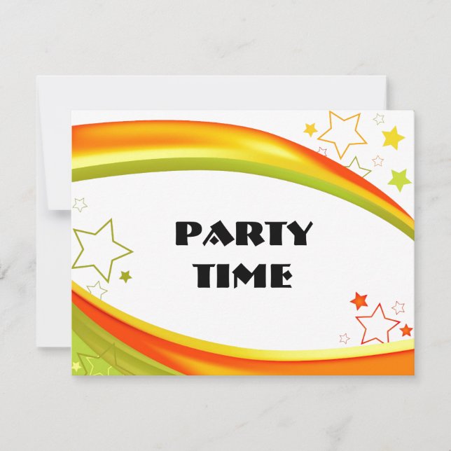 Invitación Estrellas verdes y Naranjas (Anverso)