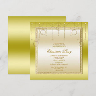 Invitación Estrellas y anillos delicados de oro Fiesta de Nav
