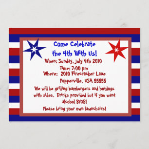 Invitación Estrellas y franjas Personalizadas 4 de julio