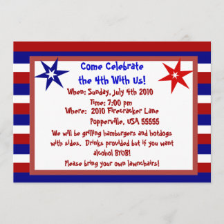 Invitación Estrellas y franjas Personalizadas 4 de julio