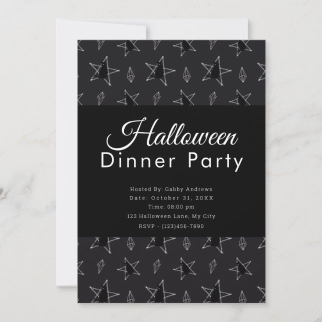 Invitación Estrellas y joyas Fiesta de la cena de Halloween n (Anverso)