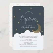 Estrellas y la marina lunar bautismo de niño azul