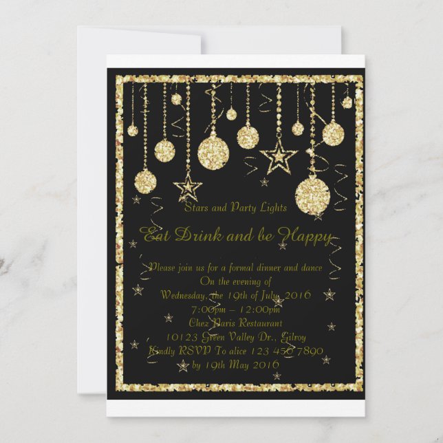 Invitación Estrellas y luces Fiestas (Anverso)