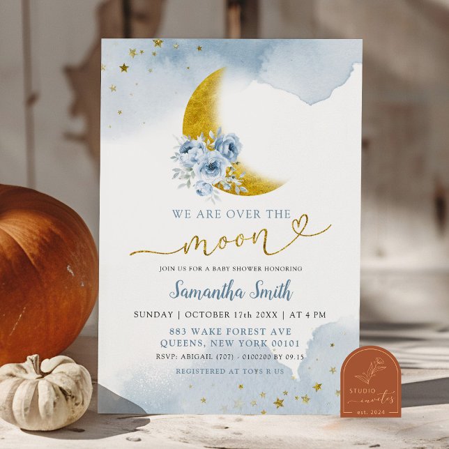 Invitación Estrellas y morada azul Baby Shower (Subido por el creador)