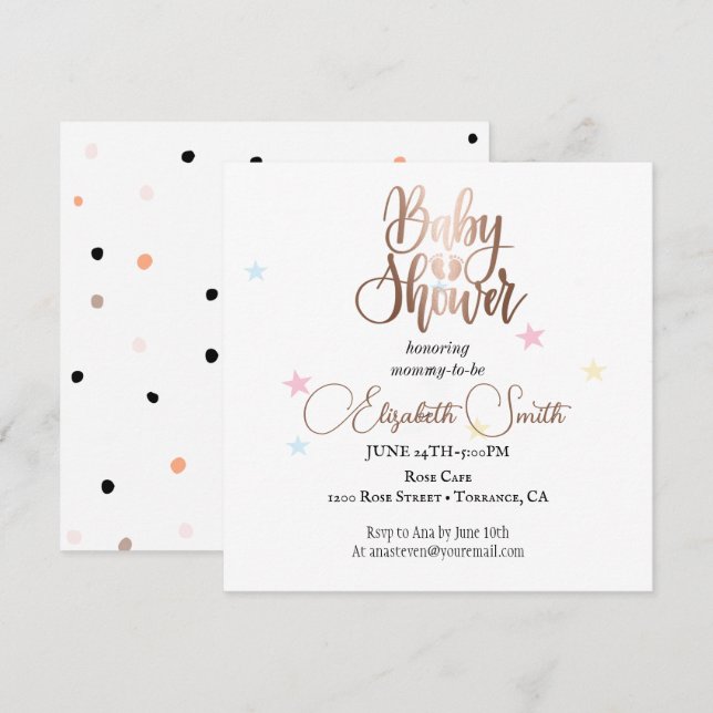 Invitación Estrellas y puntos para tu princesa (Anverso / Reverso)