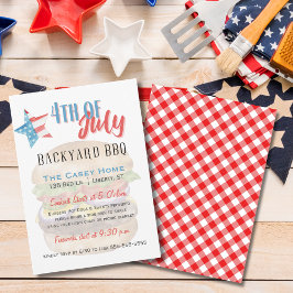 Invitación Estrellas y rayas 4 de julio BBQ Backyard
