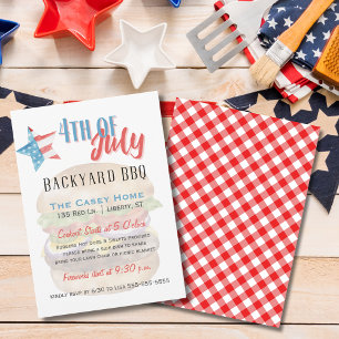 Invitación Estrellas y rayas 4 de julio BBQ Backyard