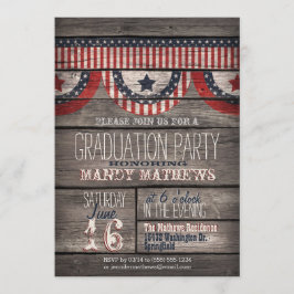Invitación Estrellas y rayas en la fiesta de graduación de ma