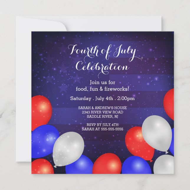 Invitación Estrellas y rayas modernas 4 de julio de invitació (Anverso)