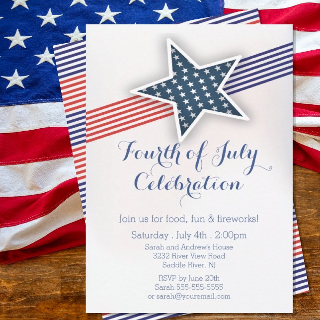 Invitación Estrellas y rayas modernas 4 de julio de la invita (Subido por el creador)