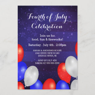 Invitación Estrellas y rayas modernas 4 de julio de la invita