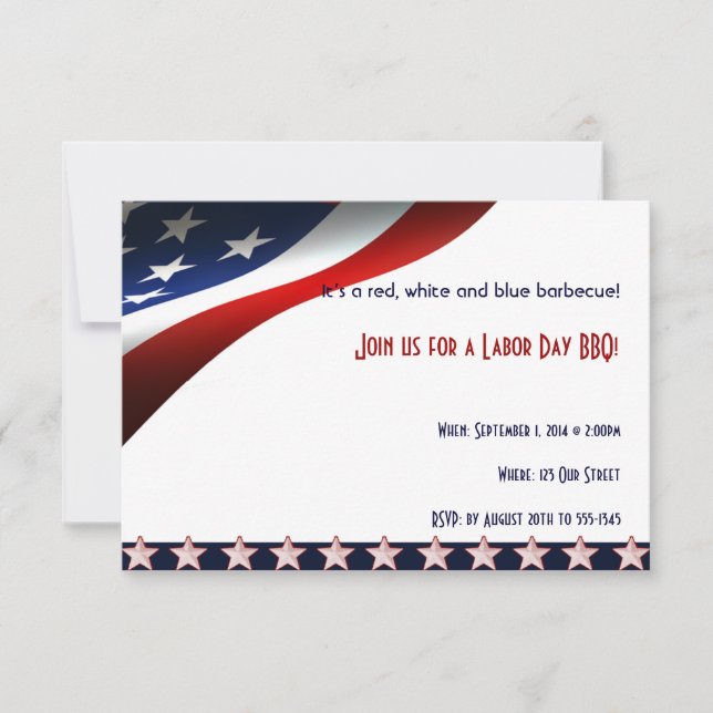 Invitación Estrellas y rayas modernas para el Día del Trabajo (Anverso)