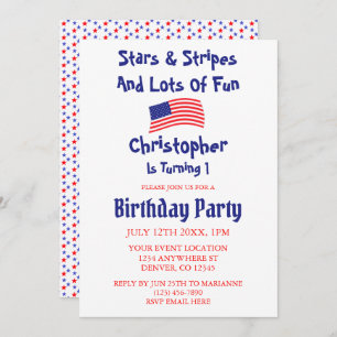 Invitación Estrellas y rayas primer cumpleaños