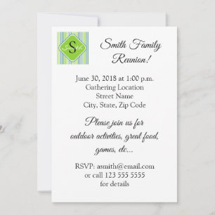 Invitación Estribos azules y verdes de la unión familiar