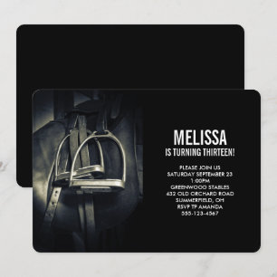 Invitación Estribos De Plata Elegantes En Silla De Montar Ing