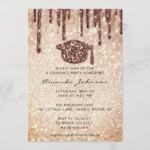 Invitación Estudiante Purpurina 3D Rosa de taladros de Fiesta