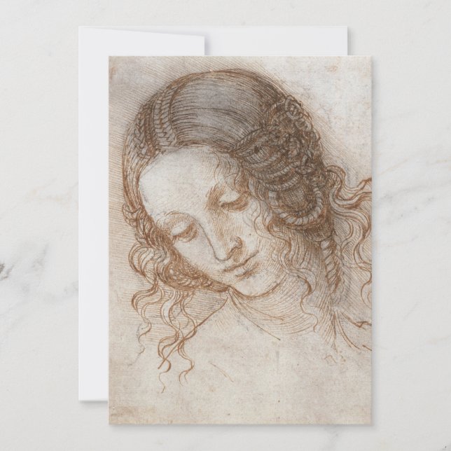 Invitación Estudio de Leonardo da Vinci de la cabeza de Leda (Anverso)