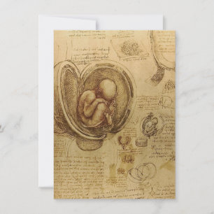 Invitación Estudio del feto de bebé por Leonardo da Vinci