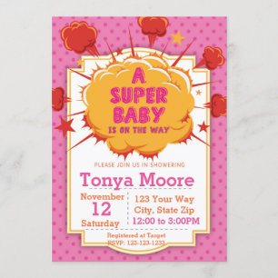 Invitación estupenda rosada de Baby Shower