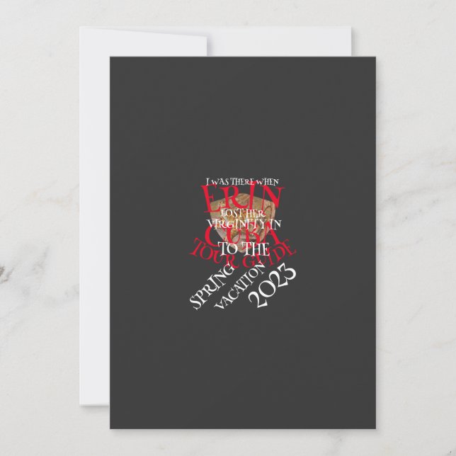 INVITACIÓN ESTUVE ALLÍ CUANDO ERIN PERDIÓ SU VIRGINIDAD (Anverso)