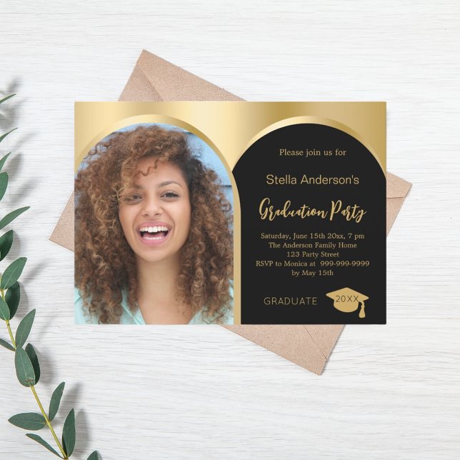 Invitación Etapa 2025 del arco de fotos de oro negro (Subido por el creador)