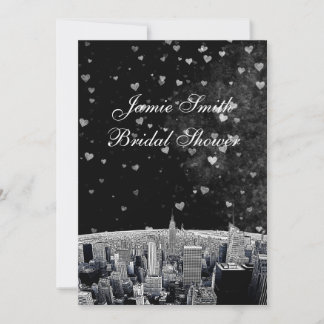 Invitación Etched NYC Silueta #2 Negro Wht Hrt Despedida de S