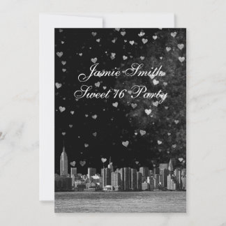 Invitación Etched NYC Silueta Negra Fondo Blanco Corazón Dulc