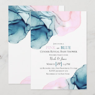 Invitación Etéreo Azul Tinta Verde Teal Rosa o Azul para la R