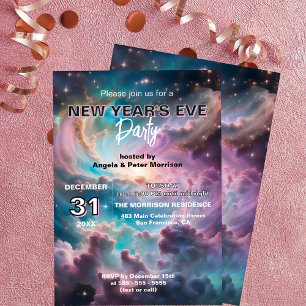 Invitación Etéreo Fiesta de Nochevieja Celestial Cosmic
