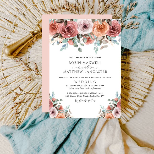 Invitación Etéreo romántico Boda floral Rubor Peach (Subido por el creador)