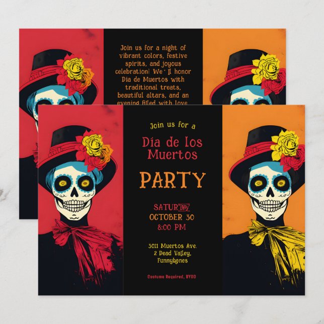 Invitación 💀 Eternal Elegance Dia de los Muertos (Anverso / Reverso)
